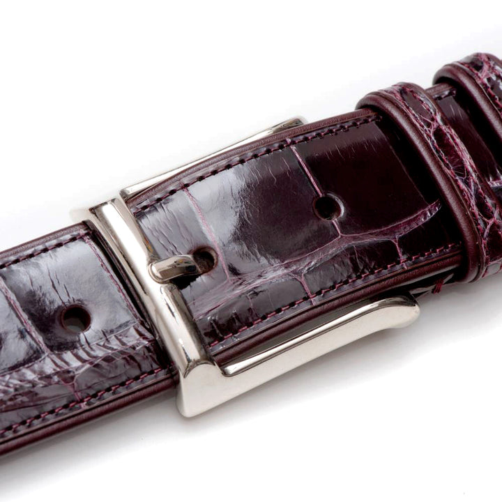 Burgundy Men's Genuine Alligator Skin Belt - Mezlan Belts