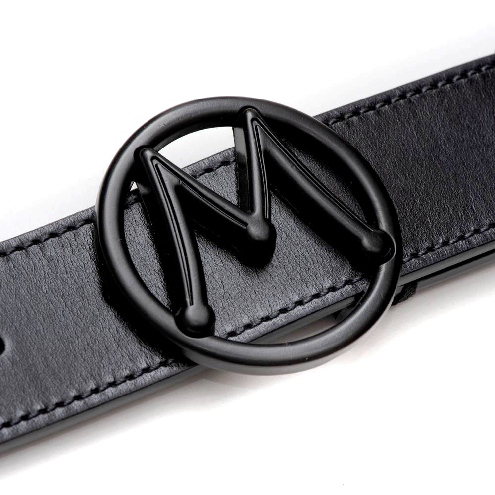 Grey Men's Patina Belt with Black Nickel "M" Icon Buckle - Mezlan Belts