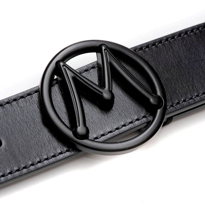 Grey Men's Patina Belt with Black Nickel "M" Icon Buckle - Mezlan Belts