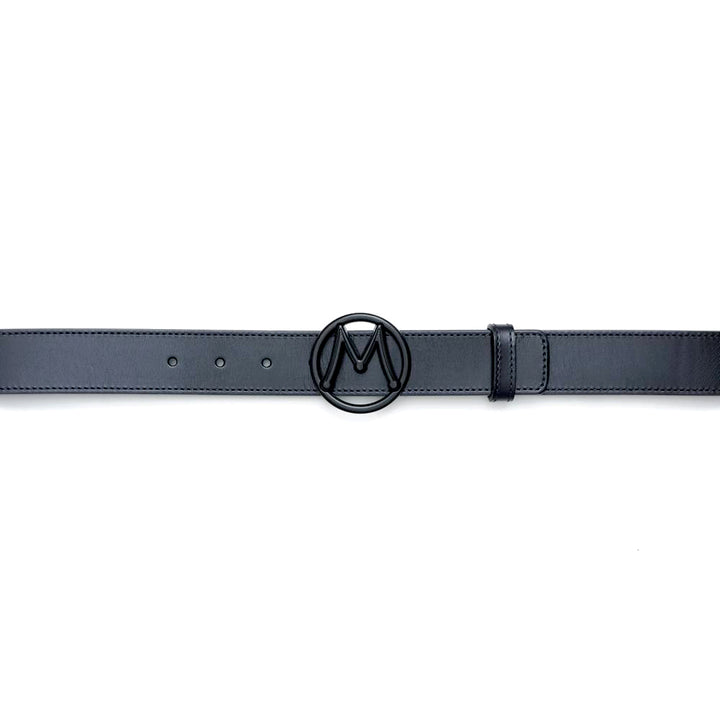Grey Men's Patina Belt with Black Nickel "M" Icon Buckle - Mezlan Belts