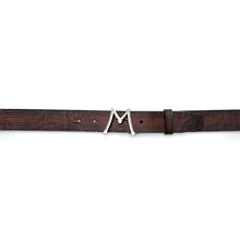Load image into Gallery viewer, Cognac Men&#39;s Lizard Skin Belt - Genuine Hand-Burnished Lizard Skin - Mezlan Belts
