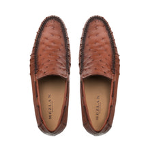 Load image into Gallery viewer, Mezlan Ostrich dress moccasin rx612 Shoes in Brandy
