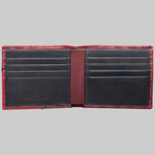 Load image into Gallery viewer, Burgundy Black Men&#39;s Embossed Leather Bi-Fold Wallet - European Calfskin lg06 - Mezlan Wallets
