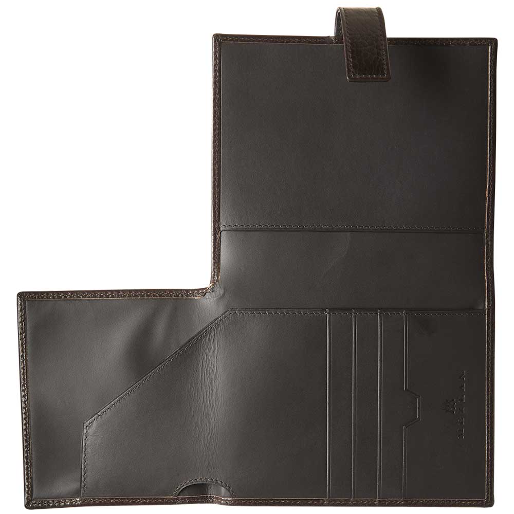 Men's Calfskin Travel Wallet in Brown with Snap-Close Feature lg08 - Mezlan Wallets