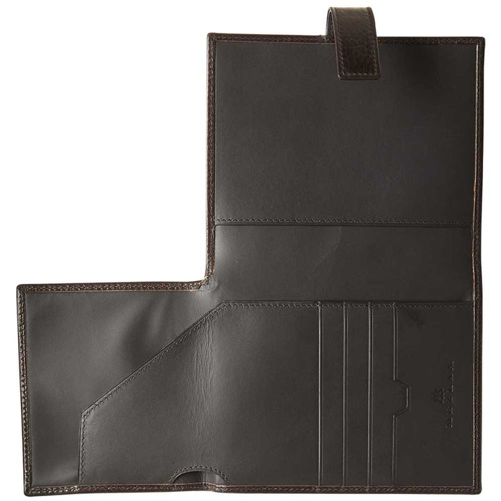 Men's Calfskin Travel Wallet in Brown with Snap-Close Feature lg08 - Mezlan Wallets
