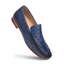 Load image into Gallery viewer, Mezlan Ostrich dress moccasin rx612 Shoes in Jeans
