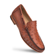 Load image into Gallery viewer, Mezlan Ostrich dress moccasin rx612 Shoes in Brandy
