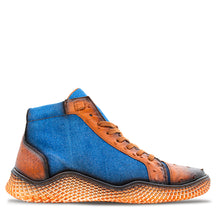 Load image into Gallery viewer, Ostrich/Denim Hi-Top Sneaker
