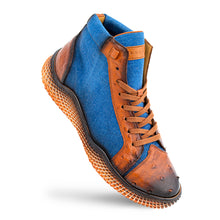 Load image into Gallery viewer, Ostrich/Denim Hi-Top Sneaker
