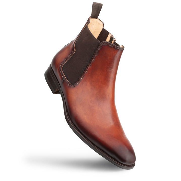 Cognac Rust Men's Patina Chelsea Boot - Handmade in Spain - Mezlan Boots