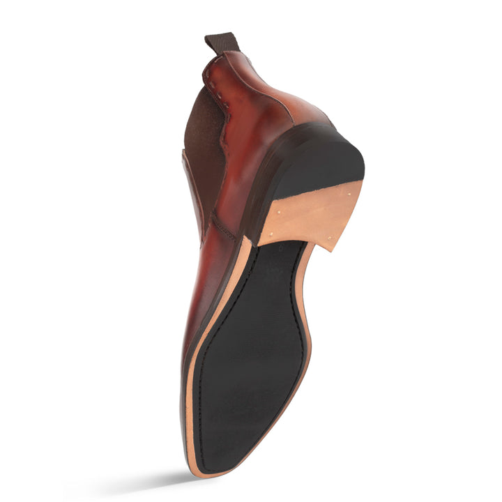 Cognac Rust Men's Patina Chelsea Boot - Handmade in Spain - Mezlan Boots