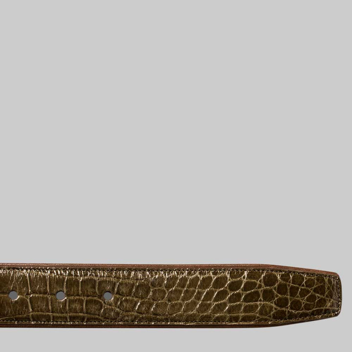 Olive Men's Genuine Alligator Skin Belt - Mezlan Belts